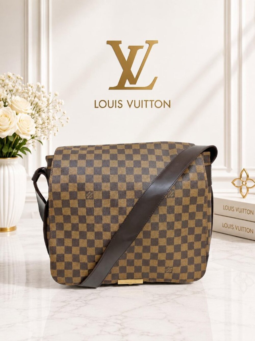 Authentic Louis Vuitton Bastille Damier Ebene Canvas Brown Messenger Bag